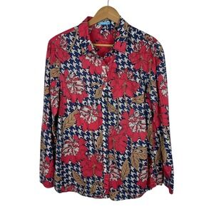 J. McLaughlin Womens Floral Button Down Shirt‎ Sz Large Long Sleeve Lightweight